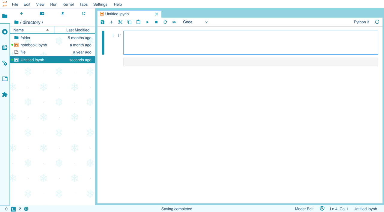 Screenshot of JupyterLab Winter Theme